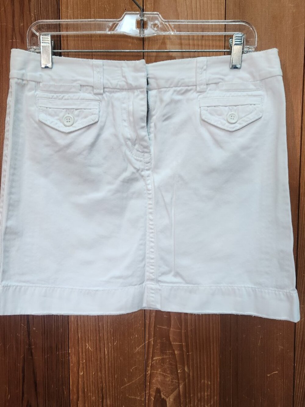 J.Crew White 100% Cotton Chino Mini Skirt with Flap Pockets, Size 8